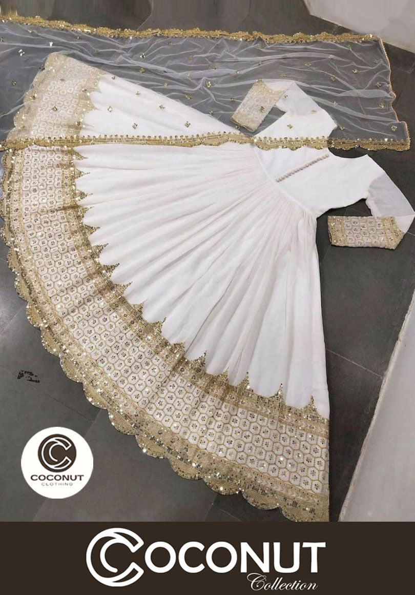 Heavy Sequence Embroidered Daman and Sleeves full long Length Maxi with Sequence Emb Dupatta 3PCs