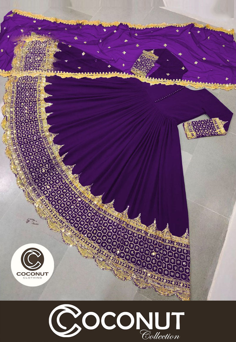 Heavy Sequence Embroidered Daman and Sleeves full long Length Maxi with Sequence Emb Dupatta 3PCs