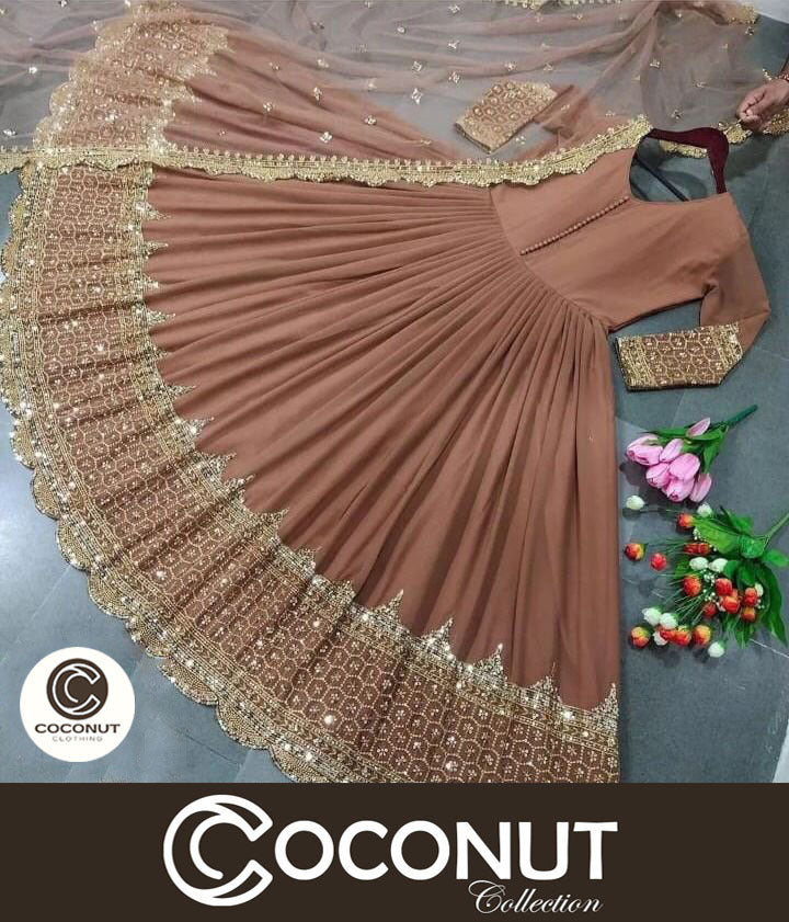 Heavy Sequence Embroidered Daman and Sleeves full long Length Maxi with Sequence Emb Dupatta 3PCs