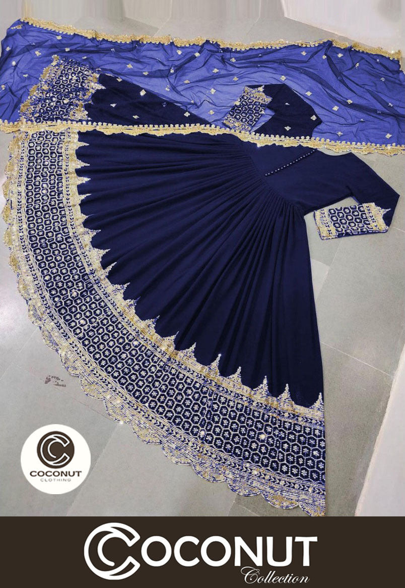 Heavy Sequence Embroidered Daman and Sleeves full long Length Maxi with Sequence Emb Dupatta 3PCs