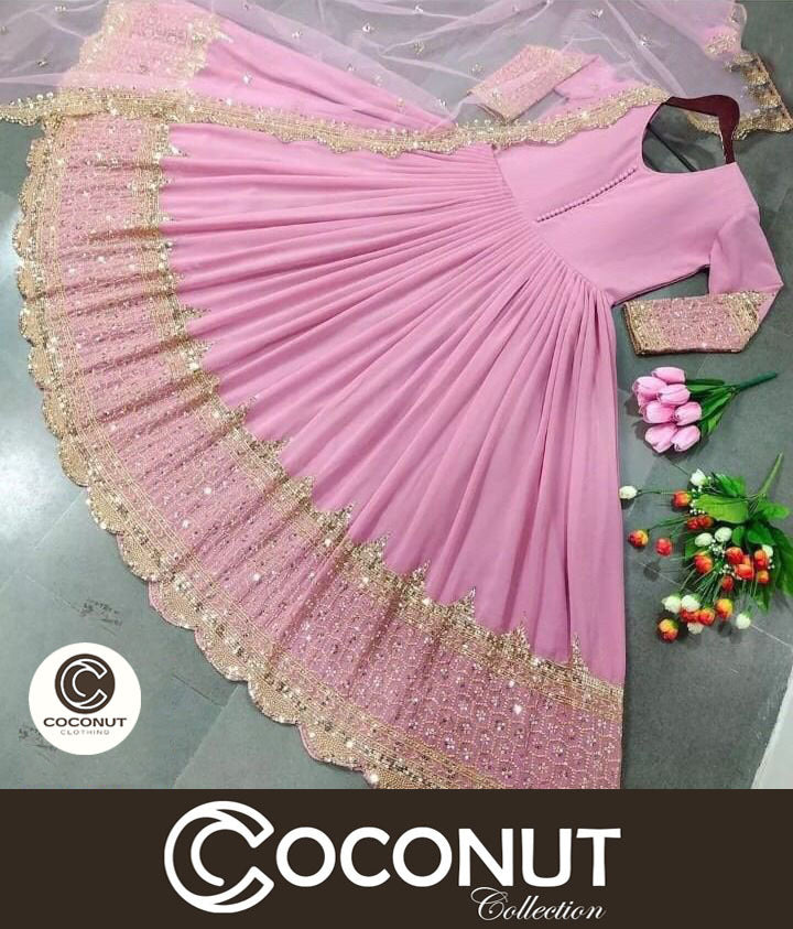 Heavy Sequence Embroidered Daman and Sleeves full long Length Maxi with Sequence Emb Dupatta 3PCs