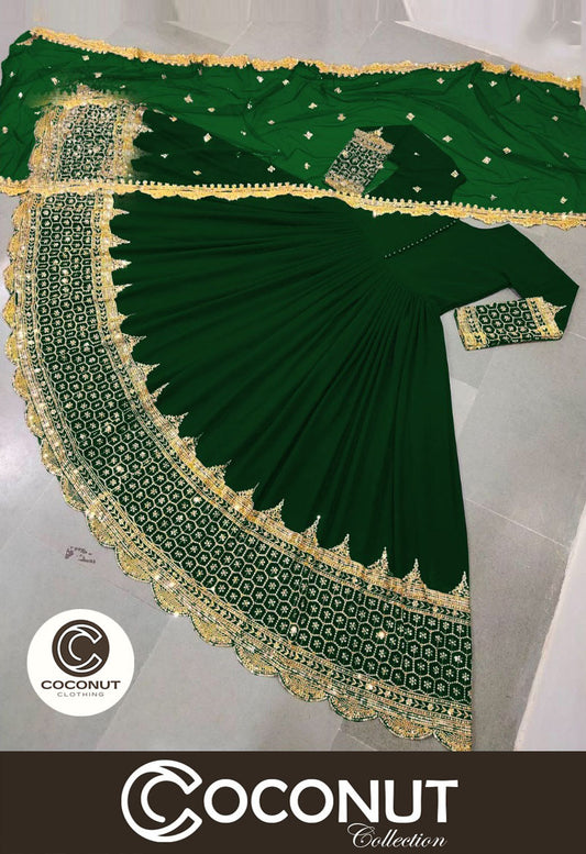 Heavy Sequence Embroidered Daman and Sleeves full long Length Maxi with Sequence Emb Dupatta 3PCs