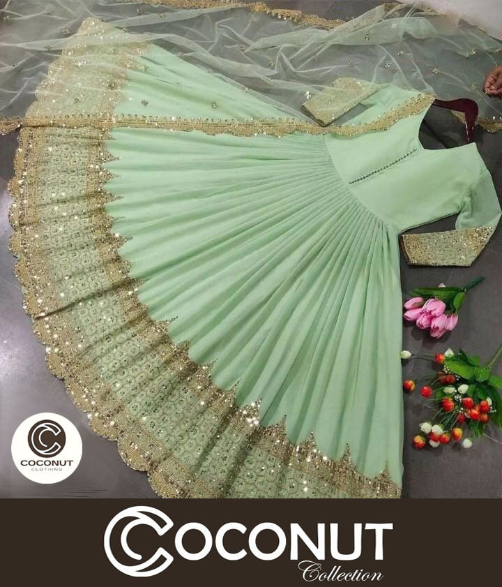 Heavy Sequence Embroidered Daman and Sleeves full long Length Maxi with Sequence Emb Dupatta 3PCs