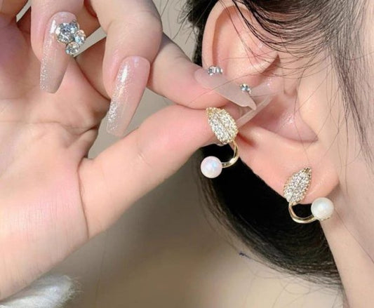 Leaf Pearl Earrings – Classy And Feminine Jewelry For Daily & Party Wear – Studs For Girls And Womens