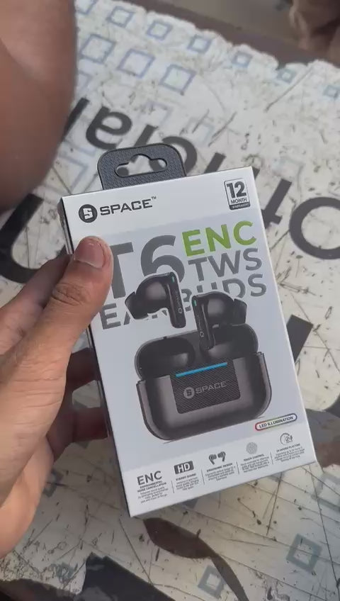 T6 ENC TWS Earbuds | Wireless Bluetooth Earbuds with Noise Cancellation & Long Battery Life